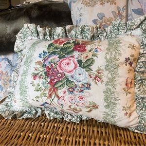 Vintage Waverly ruffled lumbar pillow.